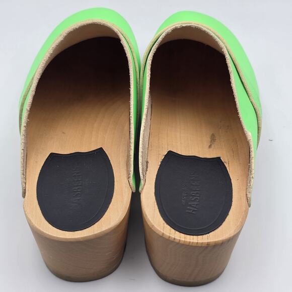 Swedish Hasbeens Husband Clogs Neon Green Size 40 - Picture 4 of 7